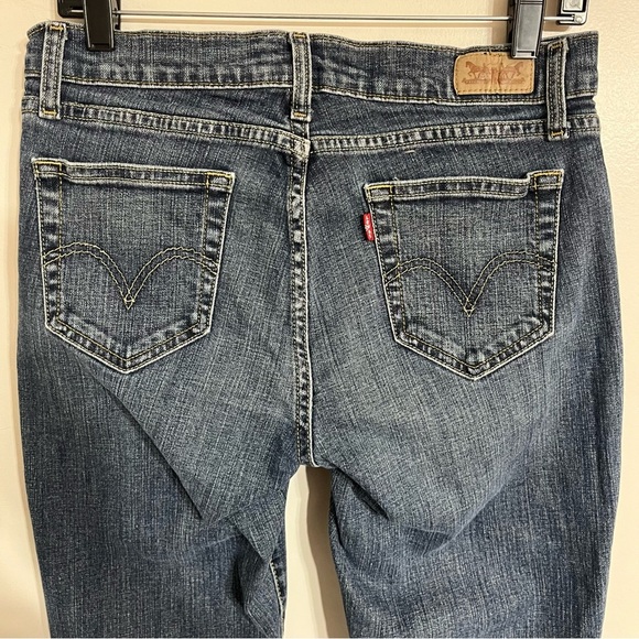 Levi's Womens Jeans 529 Curvy Boot Cut Denim Blue Whiskering Dark Wash Size 10 - Picture 10 of 11
